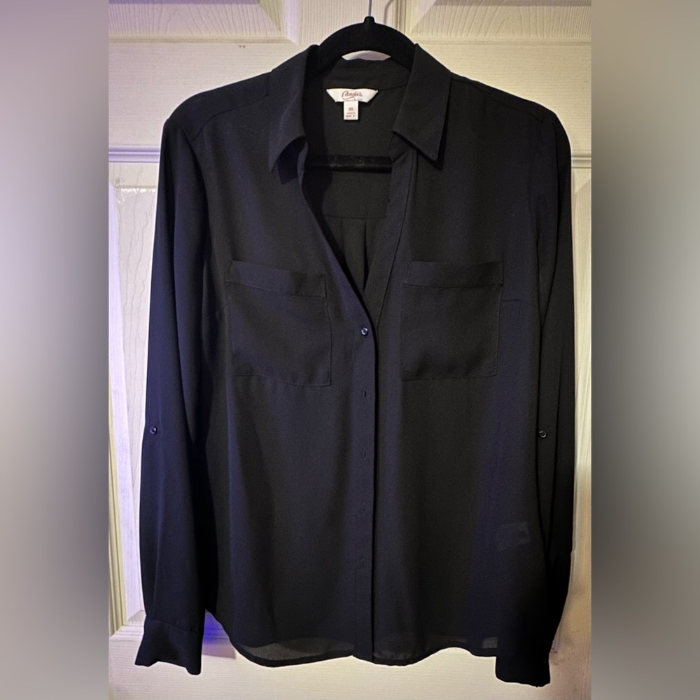 Candies Dress Shirt; Button Down Long Sleeve; 2 Chest Pockets; 100% Polyester